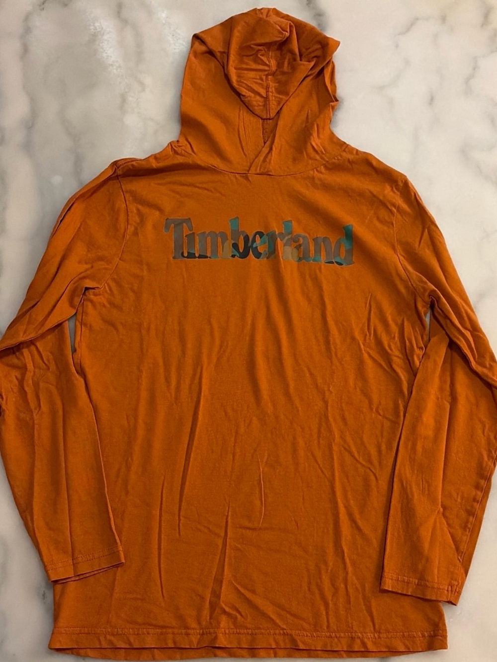 Timberland Men's Orange Crewneck Hooded Long Sleeve Sweater